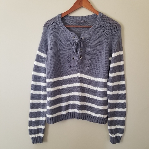 WOODEN Ships Tied Neckline Boating Cotton Blend Summer Sweater Size Small Medium - Picture 3 of 8